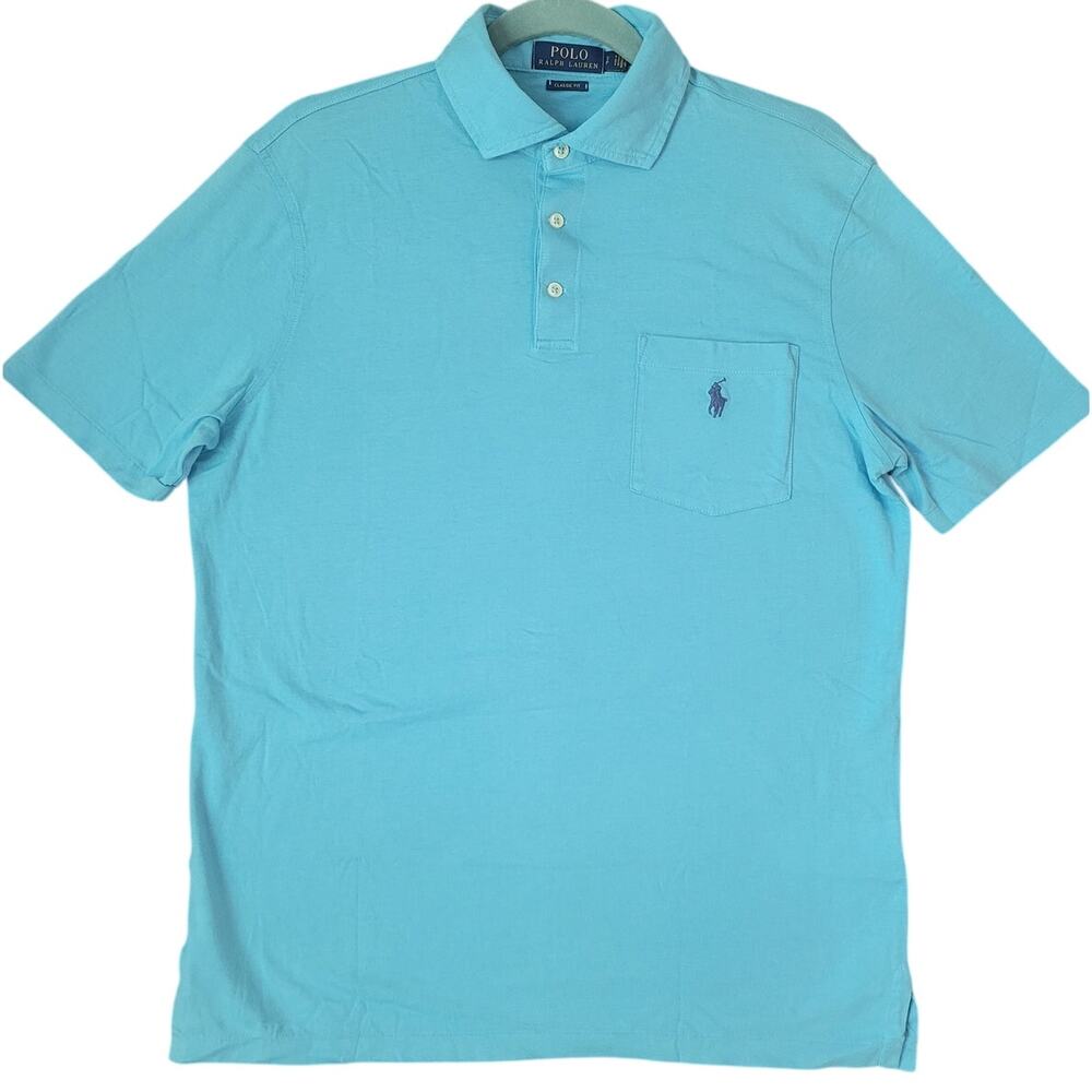 Polo Ralph Lauren Mens Sz S Pocket Polo Shirt Aqua Teal Classic Fit Preppy Golf